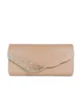 Rose gold glitter evening clutch bag with sparkling crystal rhinestone curved design for party. - Champagne