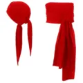 Foulard de pirate médiéval rouge et ceinture de taille assortie pour fête d'Halloween. - Taille unique / Ensemble / Rouge