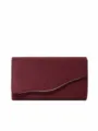 Burgundy velvet evening clutch bag, elegant minimalist women's party handbag with metallic wave. - Burgundy