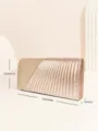 Elegant champagne glitter evening clutch bag with pleated design, compact size for parties. - Champagne