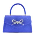 Blue Glitter Evening Bag with Crystal Bow Handle Elegant Clutch Purse Handbag for Women - 23*6*13+9 / Sapphire Blue