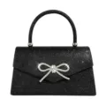 Black glitter handbag with rhinestone bow, stylish evening clutch bag for women var. - 23*6*13+9 / Black