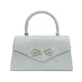 Silver glitter evening handbag with crystal bow for women elegant wedding party prom bag. - 23*6*13+9 / Silver