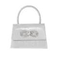 Sparkling silver sequin mini handbag with crystal rhinestone bow for women evening party. - Silver