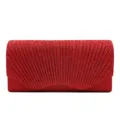 Red pleated evening clutch bag for women, stylish minimalist wedding party purse handbag. - 20*5*10CM / Red