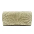 Golden Pleated Evening Clutch Bag Shimmering Wedding Party Handbag Elegant Women Purse - 20*5*10CM / Gold