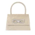 Gold glitter rhinestone bow mini handbag for women elegant evening party purse shimmering clutch. - Champagne