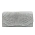 Silver glitter pleated evening clutch bag for women, elegant party hand bag, mini purse. - 20*5*10CM / Silver