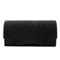 Black glitter pleated evening clutch bag, elegant wedding party handbag for women - 20*5*10CM / Black