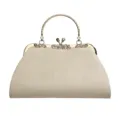 Elégant Sac De Soirée En Velours Vintage Cadre Doré Pochette Sac À Main Pour Femme - Blanc Cassé