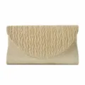 Elegant sparkly pleated evening clutch bag for women, minimalist design for parties and weddings. - Champagne
