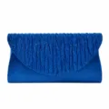 Blue Glitter Evening Clutch Bag Pleated Mini Purse Elegant Party Handbag for Women - Sapphire Blue