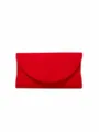 Red Velvet Evening Clutch Bag Mini Envelope Purse Elegant Wedding Handbag for Women - Red