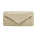 Gold glitter envelope clutch bag for women, elegant evening party shoulder bag with flap. - Champagne