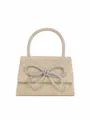 Gold Sequin Mini Evening Handbag with Sparkling Rhinestone Bow for Party and Wedding - Champagne