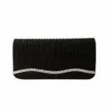 Women black glitter evening clutch bag with sparkling rhinestone wave design for party. - Black