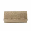 Shimmering glitter evening clutch bag for women with sparkling crystal rhinestones and chain strap. - Gold
