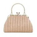 Sparkling Pleated Evening Bag with Gold Metal Frame and Handle for Women Party - Champagne