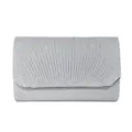 Silver glitter pleated evening bag, stylish clutch purse for women party wedding. - Silver