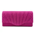 Sparkling pink glitter evening clutch bag, elegant pleated design for party and wedding events. - Rose Red