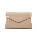 Nude patent leather envelope clutch bag, glossy evening handbag for women variant. - Apricot