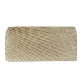 Gold sparkly pleated evening clutch bag, elegant glitter handbag for women party wedding. - Champagne