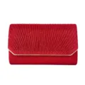 Red glitter pleated evening clutch bag with gold trim elegant party shoulder handbag SKU - Red