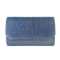 Elegant blue glitter pleated evening clutch bag, perfect for parties and formal events. - Purple Blue