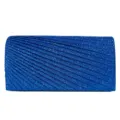 Blue glitter pleated evening clutch bag, sparkly mini handbag for parties and weddings. - Blue