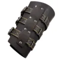 Medieval retro three-strap leather bracer knight arm guard cosplay costume prop detail - Brown