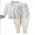 Men's Long Sleeve Cotton Linen Medieval Shirt and Pants Set Casual Beach Outfit White - S / Top And Bottom / White/Khaki