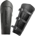 Brazaletes medievales de cuero negro punk ajustables Halloween cosplay armadura brazo - Negro (Par)