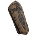Bracelets de bras en cuir viking médiéval avec rivets métalliques et nœud celtique cosplay. - Épée (Unique) / Marron