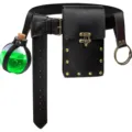 Medieval retro steampunk leather belt set with pouch and potion bottle prop for cosplay. - Black Regular Set (450g)