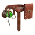 Medieval retro leather belt set with potion bottle and pouches for cosplay costume accessories - Brown Set (500g)