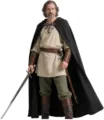 Ensemble de cape de ranger médiévale avec capuche et tunique en lin pour cosplay Halloween. - Noir