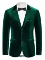 Details of men slim green velvet suit jacket, elegant texture for autumn winter fashion. - S / Green