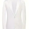 Mens sequin patchwork blazer stylish tuxedo jacket single button shawl lapel partywear coat - White