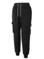 Pantaloni tuta cargo in felpa nera da uomo con fondo elasticizzato e coulisse regolabile. - Taglia S / Nero