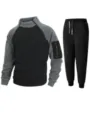 Ensemble de survêtement polaire pour homme avec col montant, sweat zippé et pantalon confortable. - M / Haut et Bas / Gris foncé