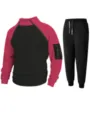 Ensemble de survêtement polaire colorblock pour homme sweat col montant et pantalon. - Bordeaux