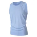 Men's light blue sleeveless athletic tank top with breathable mesh fabric, solid color casual sport shirt. - S / Light Blue