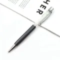 Elegante bolígrafo de metal negro relleno de brillantes cristales claros para regalo - Gray