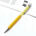 Elegant yellow metal ballpoint pen featuring creative crystal rhinestone filling for office gift - Yellow