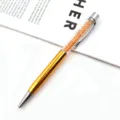 Elegant gold metal ballpoint pen with orange crystals, creative stationary for gifts - Gold