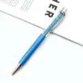 Elegant light blue metal ballpoint pen with transparent upper filled with sparkling crystals - Lake Blue