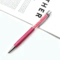 Elegant pink metal ballpoint pen filled with sparkling crystals for luxury gift and office use - Pink