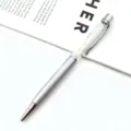Silver metallic crystal ballpoint pen with rhinestone filler in elegant silver finish - Silver