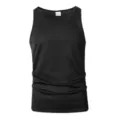 Black Men's Athletic Tank Top Solid Round Neck Sleeveless Breathable Workout Running Vest - S / Black