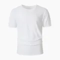 T-shirt da uomo classica bianca a maniche corte con girocollo, top casual tinta unita. - Taglia S / Top / Bianco